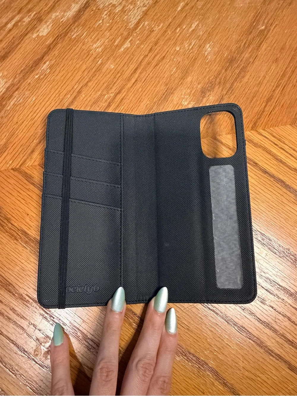 Floral Leather Wallet Phone Case - Black Floral